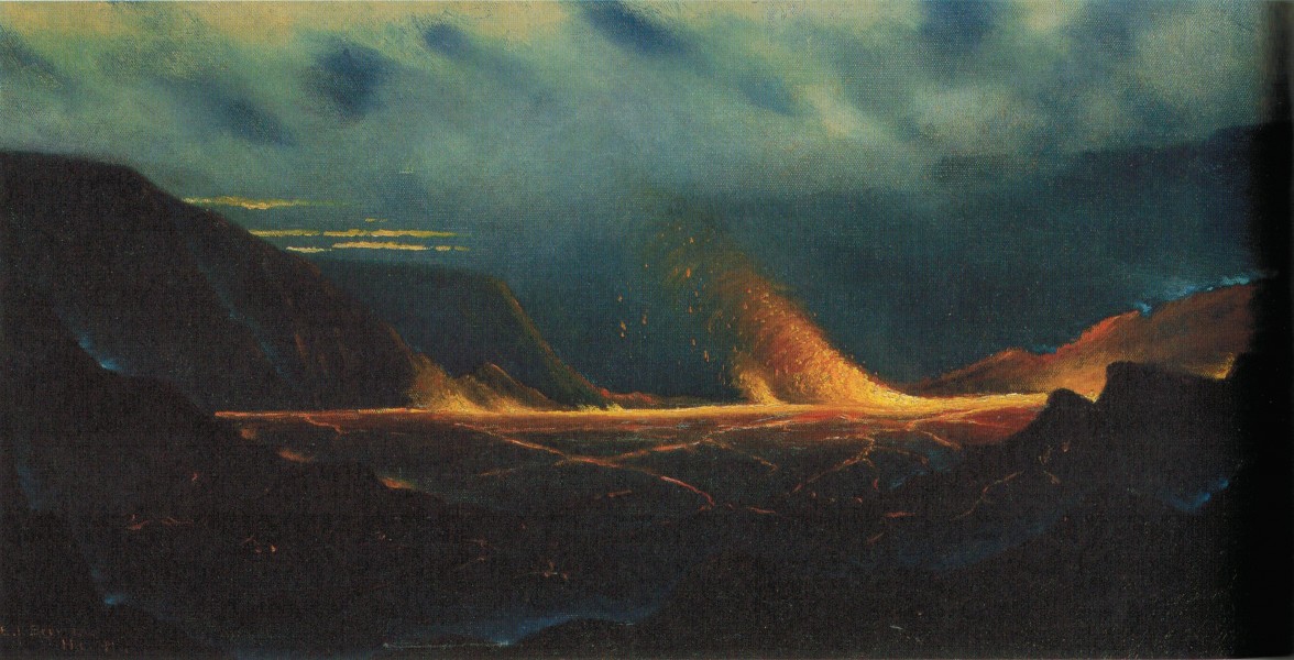 --Eduardo Lefebvre Scovell-- - 'Kilauea', oil on canvas painting by --Eduardo Lefebvre Scovell--, c. 1890