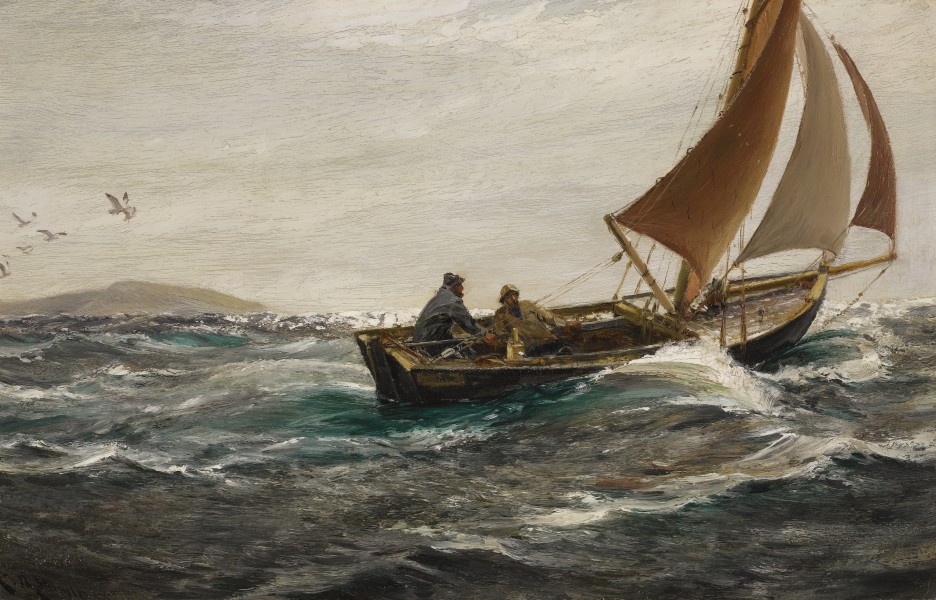 1916, With Wind and Tide – Off The Dodman-Head, Falmouth by Charles Napier Hemy
