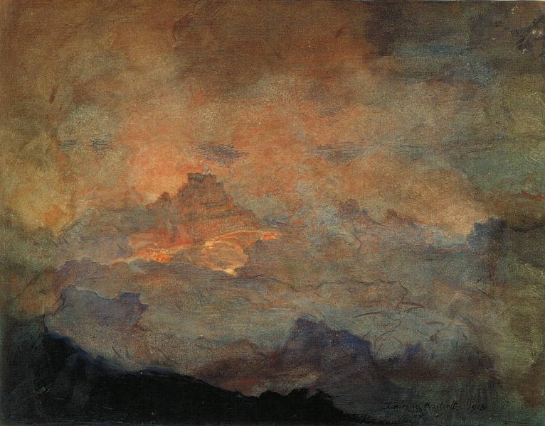 'Kilauea Crater', watercolor and pastel on paper by Charles W. Bartlett, 1918, Honolulu Academy of Arts