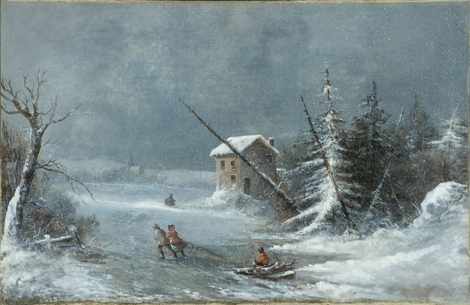 'The Blizzard', oil on canvas painting by Cornelius Krieghoff, c. 1860