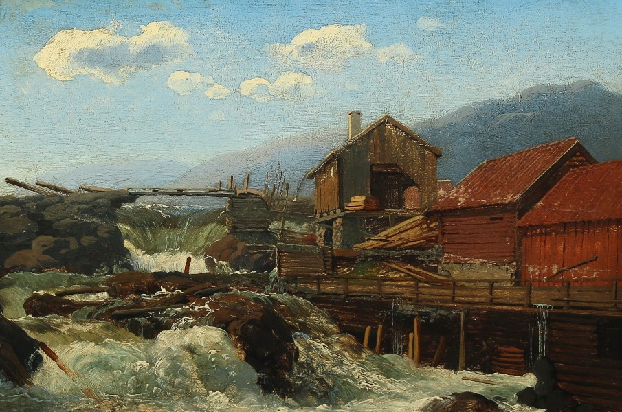 A. E. Kieldrup - Norwegian landscape with river (1855)