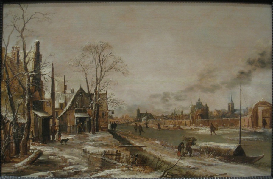 A Village Scene in Winter with a Frozen River, probably late 1640s, by Aert van der Neer (1603-1677) - IMG 7355