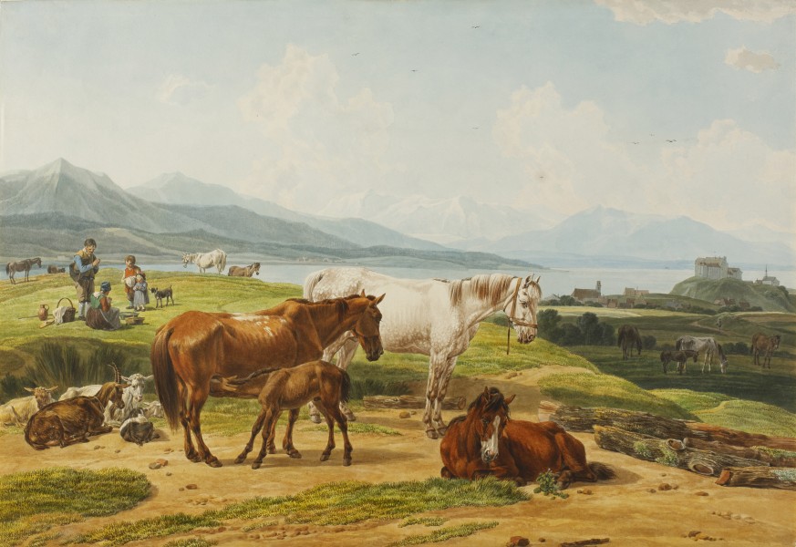 Abb 14 Wilhelm Alexander Wolfgang von Kobell Alpensee und Weide mit Pferden