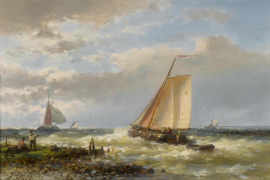 Abraham Hulk - Fishing boats running out of port against the tide