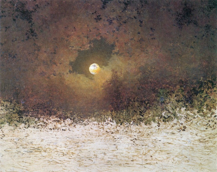 Adalbert Stifter - Mondlandschaft mit bewölktem Himmel (ca.1850)