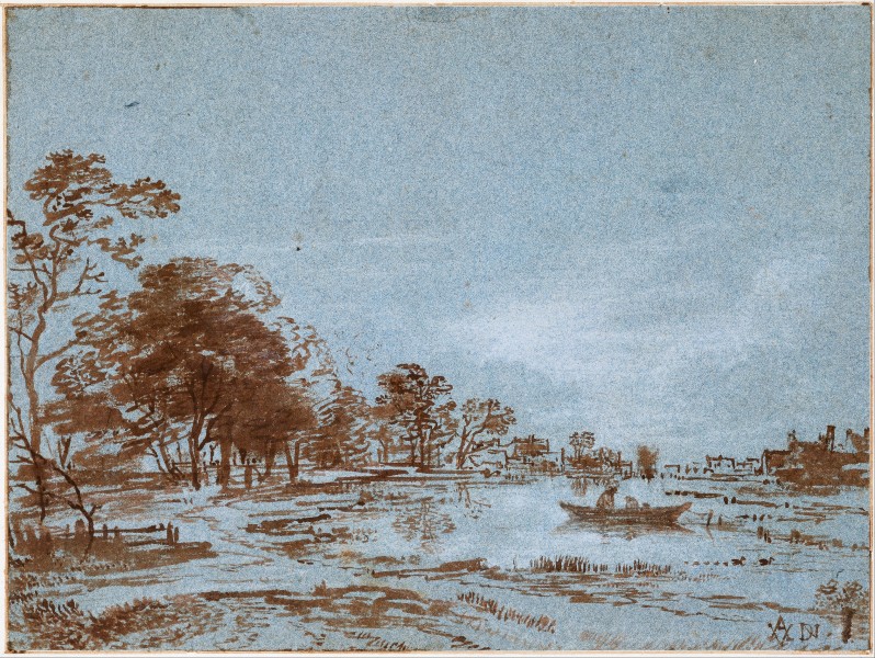 Aert van der Neer - River Landscape by Moonlight, c. 1650-1659 - Google Art Project