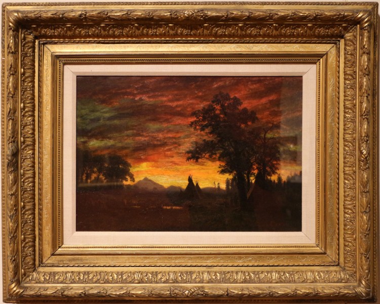 Albert bierstadt, accampamento indiano al tramonto, 1872 ca