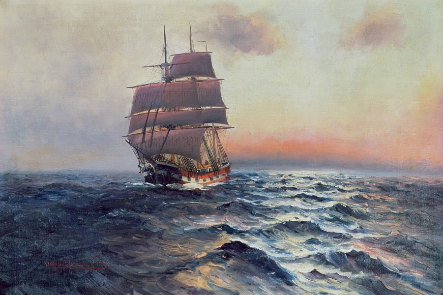 Alfred Jensen - Segelschiff auf See