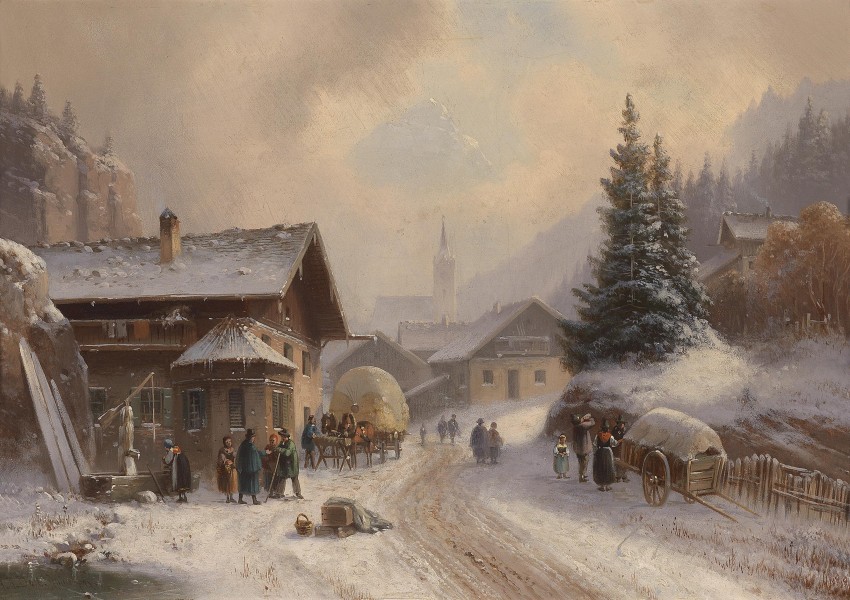 Anton Doll Dorfstraße im Winter