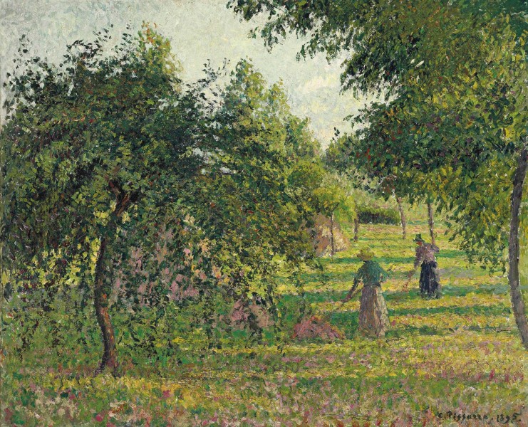 Camille Pissarro - Pommiers et faneuses, Eragny (1895)