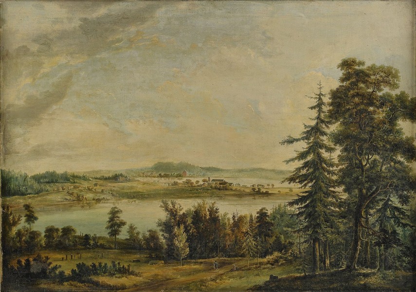 Carl Jonas Linmerhielm-View over Hallsnäs mansion - Småland