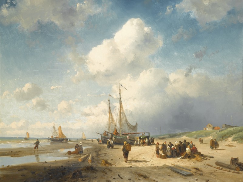 Charles Leickert - Coastal scene with fisherfolk (1855)