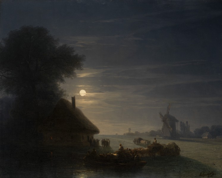 Иван К. Айвазовский - Украинский пейзаж ночью (1870)