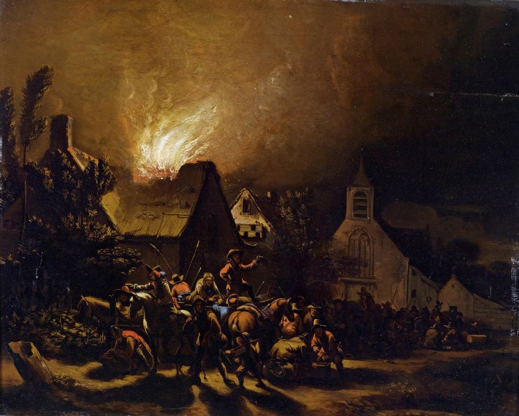 Egbert van der Poel Marodeure vor einem brennenden Dorf