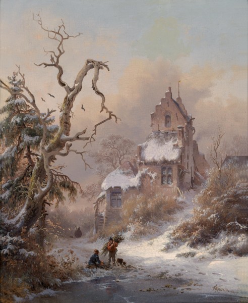 Frederik Marinus Kruseman Winterlandschaft mit Reisigsammler