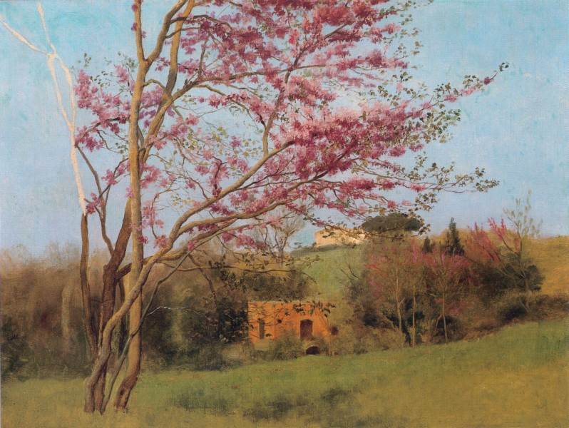 Godward-Landscape Blossoming Red Almond (study)-c. 1912