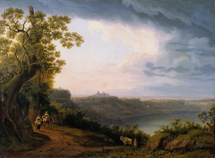 Hackert, Blick auf den Albaner See mit Castel Gandolfo, 1800