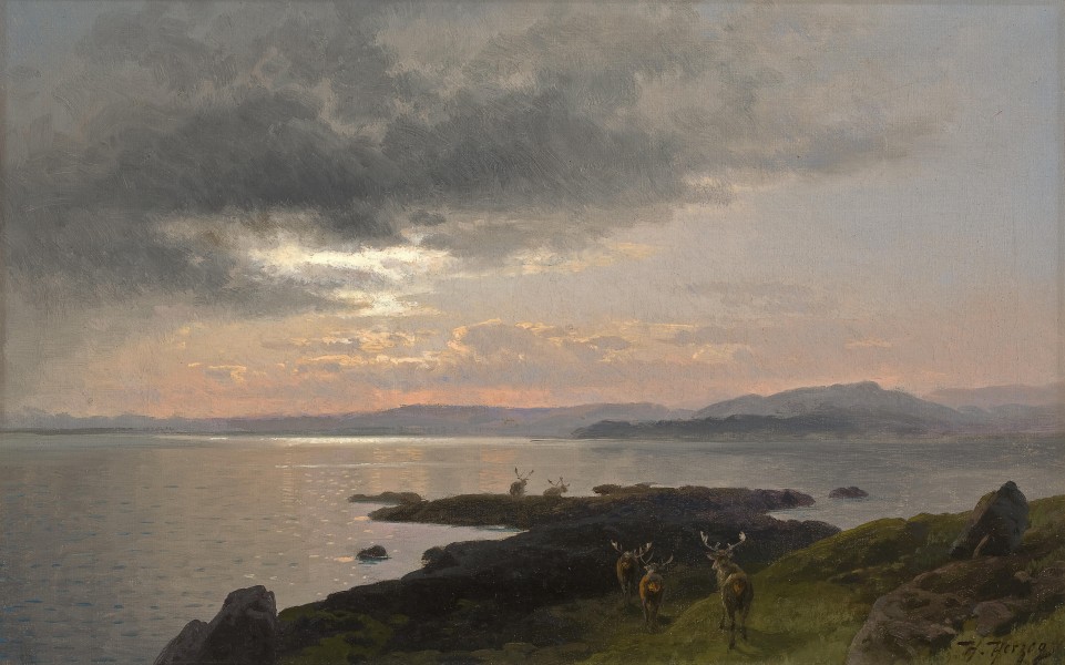 Hermann Herzog - Twighlight over a lake