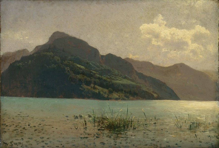 Hermann Herzog - View of Lake Lucerne opposite Brunnen