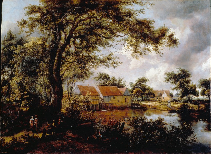 Hobbema, Meindert - Wooded landscape with a Water-mill - Google Art Project