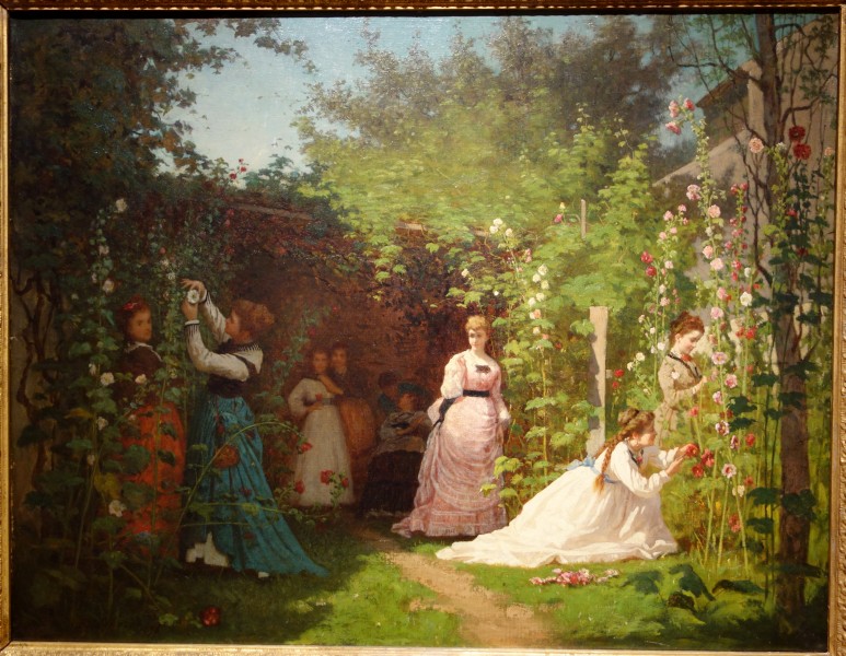Hollyhocks by Eastman Johnson, 1876, oil on canvas - New Britain Museum of American Art - DSC09340
