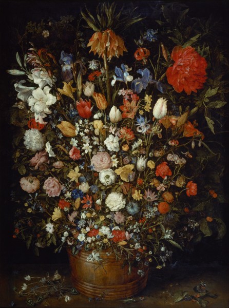 Jan Brueghel the Elder - Flowers in a Wooden Vessel - Google Art Project