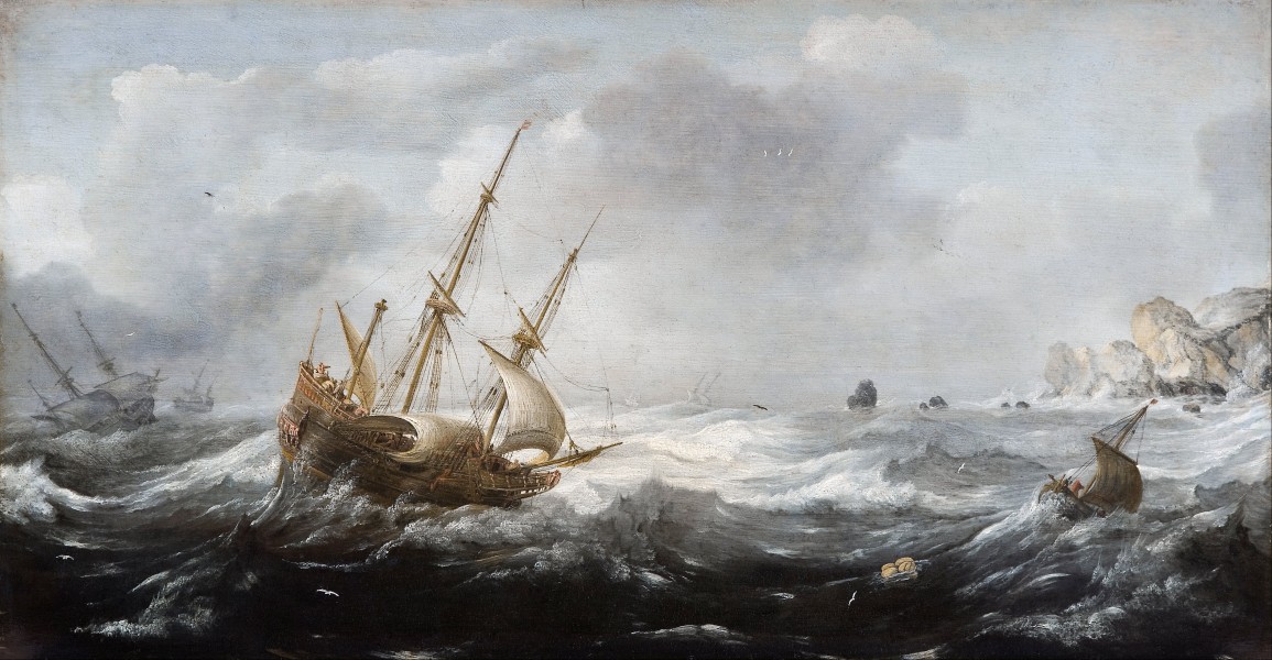 Jan Porcellis - Ships in a Storm on a Rocky Coast - Google Art Project