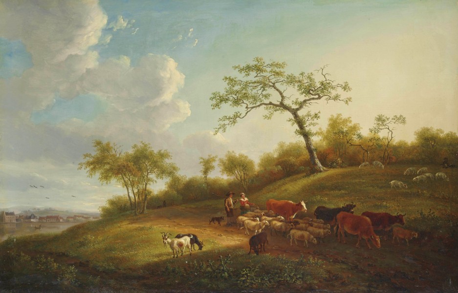 Jean-Baptiste De Roy - Un paysage avec les bouviers et leur troupeau (1800)