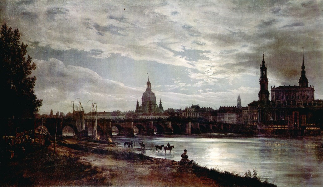 Johan Christian Clausen Dahl, Blick auf Dresden bei Vollmondschein