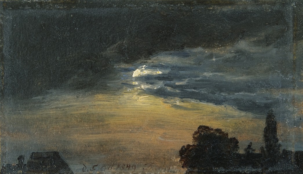 Johan Christian Claussen Dahl - Skyer i måneskinn (1849)