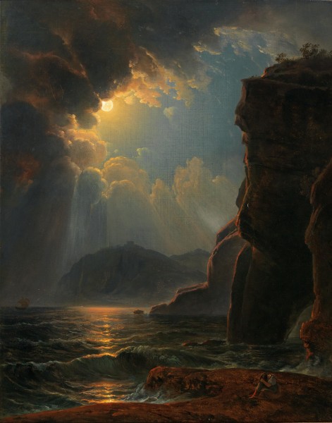 Johann Nepomuk Schödlberger Felsküste im Mondschein 1830