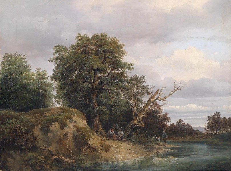 Josef Feid Angler am Fluss 1855