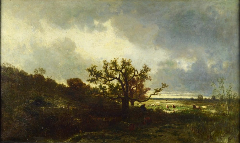 Jules Dupré - Paysage avec des arbres de chêne