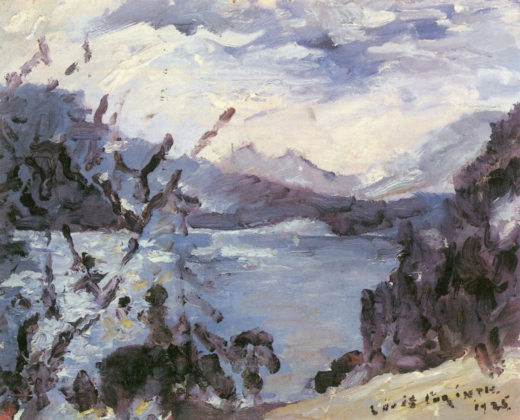 Lovis Corinth Walchensee mit Bergkette und Uferhang 1925