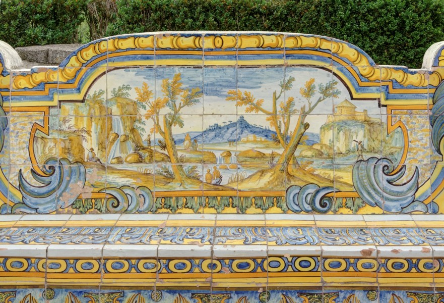 Majolica benches in Santa Chiara (Naples) BW 2013-05-16 12-30-49 1 DxO