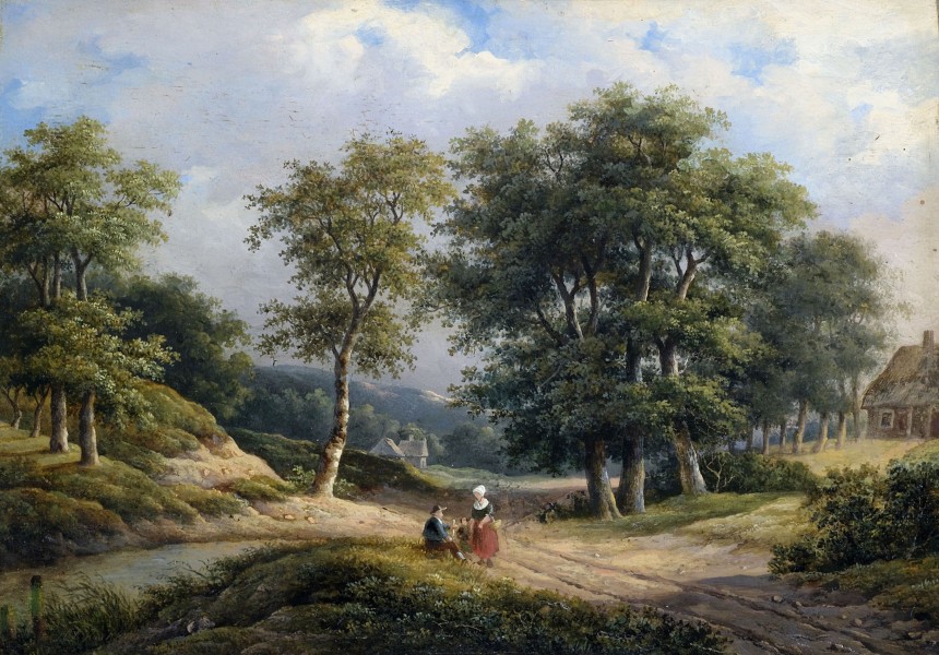 Marinus Adrianus Koekkoek (attr) Holländische Landschaft mit Bauernfamilie