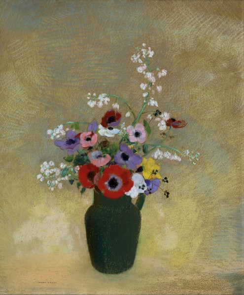 Odilon Redon - Large Green Vase with Mixed Flowers - Google Art Project