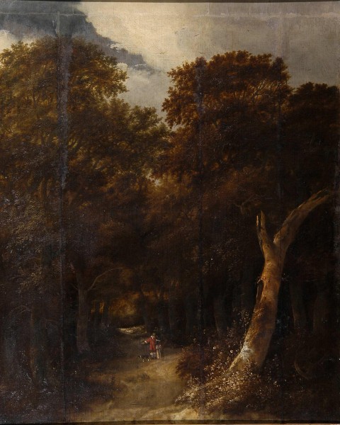 Roelof Jansz van Vries - A lady and gentleman with a dog in a woodland clearing