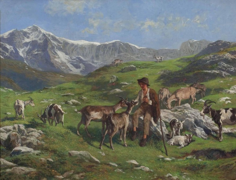 Rudolf Alfred Jaumann - Ziegenhirten auf der Alm