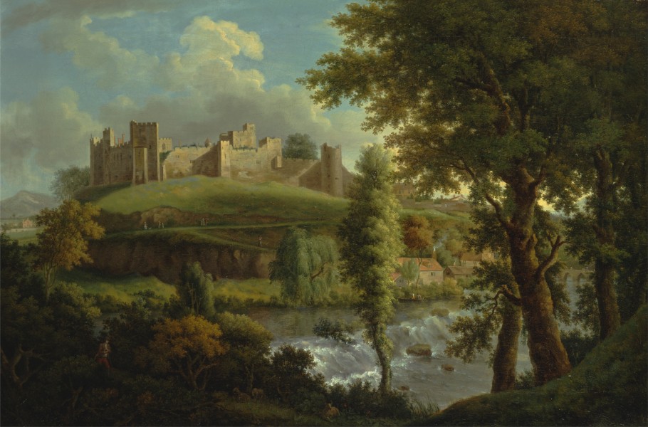 Samuel Scott - Ludlow Castle with Dinham Weir, from the South-West - Google Art Project
