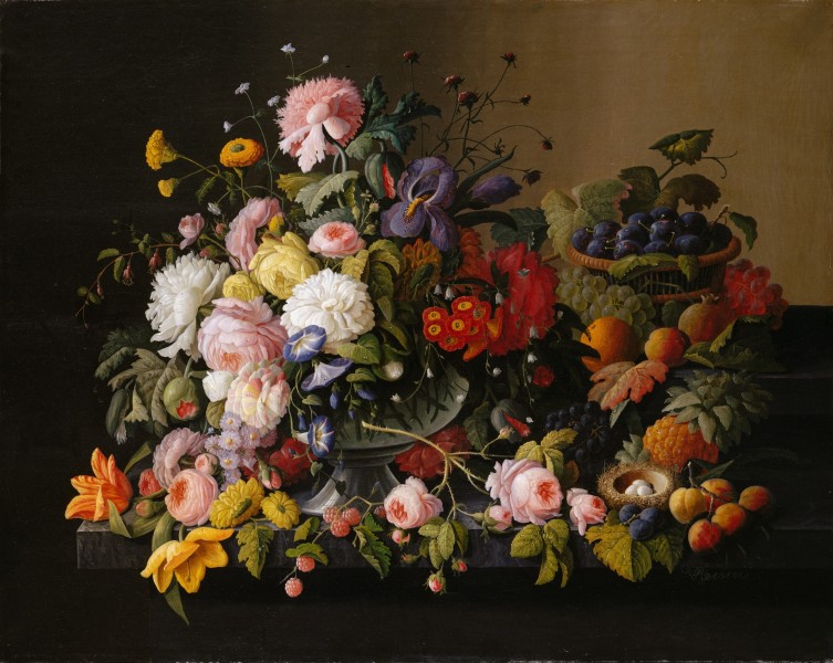 Severin Roesen - Still Life, Flowers and Fruit