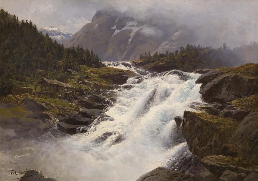 Themistokles von Eckenbrecher - Wasserfall in norwgischer Gebirgslandschaft