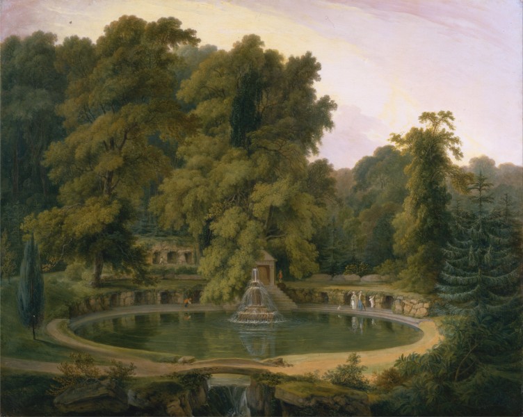 Thomas Daniell - Temple, Fountain and Cave in Sezincote Park - Google Art Project