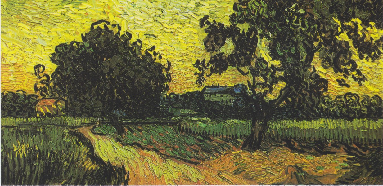 Van Gogh - Landschaft mit Schloss Auvers bei Sonnenuntergang