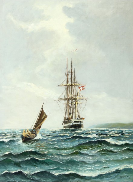 Vilhelm Bille - Seascape med Fregatten Jylland