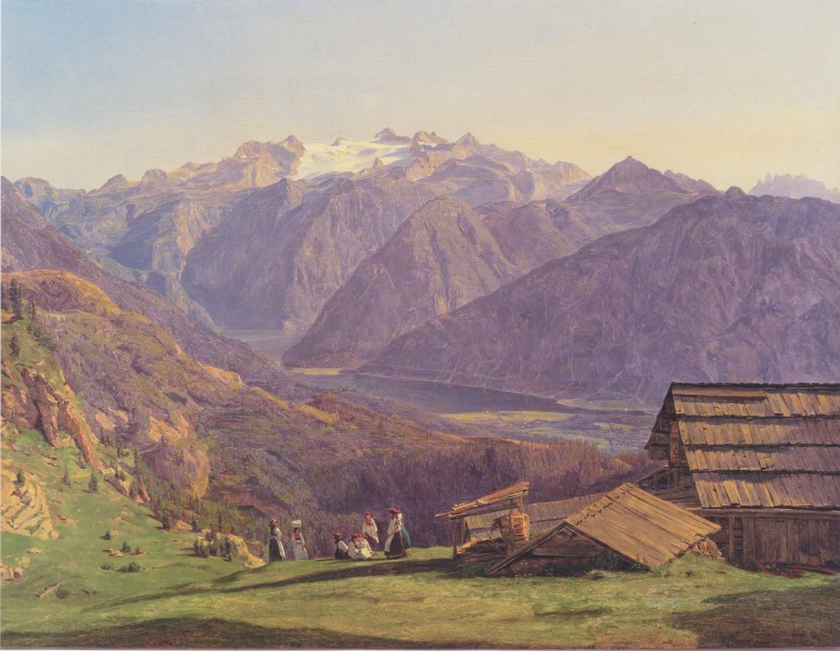 Waldmüller - Ansicht des Dachsteins mit dem Hallstättersee von der Hütteneckalpe bei Ischl