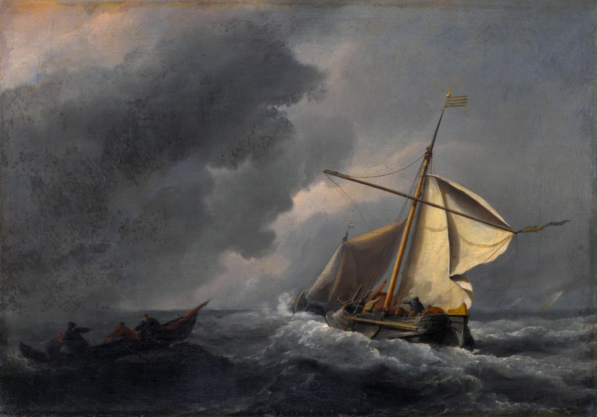 Willem van de Velde II - A Dutch Vessel in a Strong Breeze