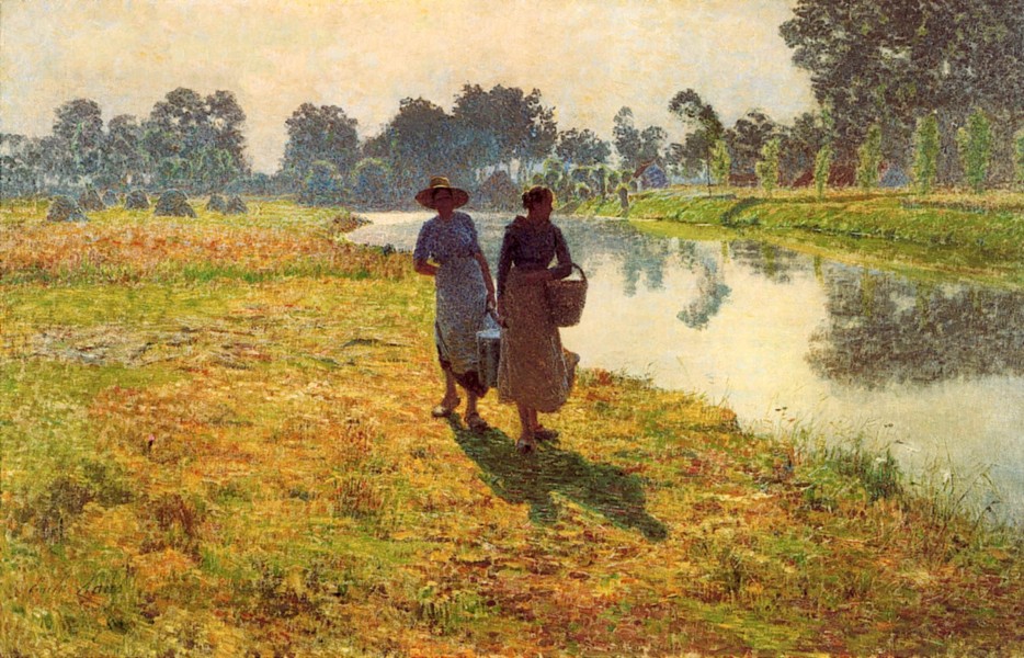 Young peasant women at the leie, by EmileClaus