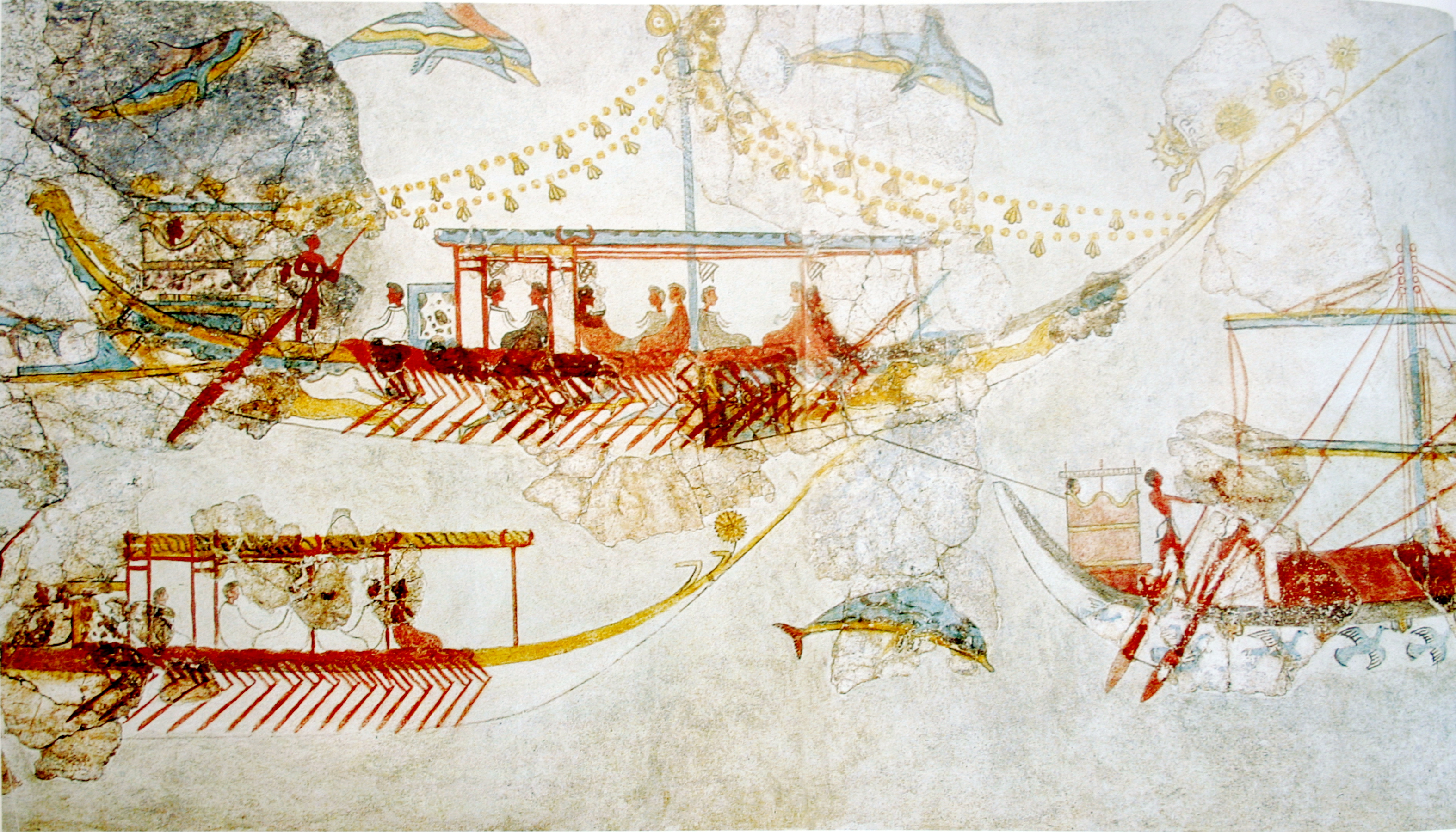 Ship procession fresco, part 3, Akrotiri, Greece