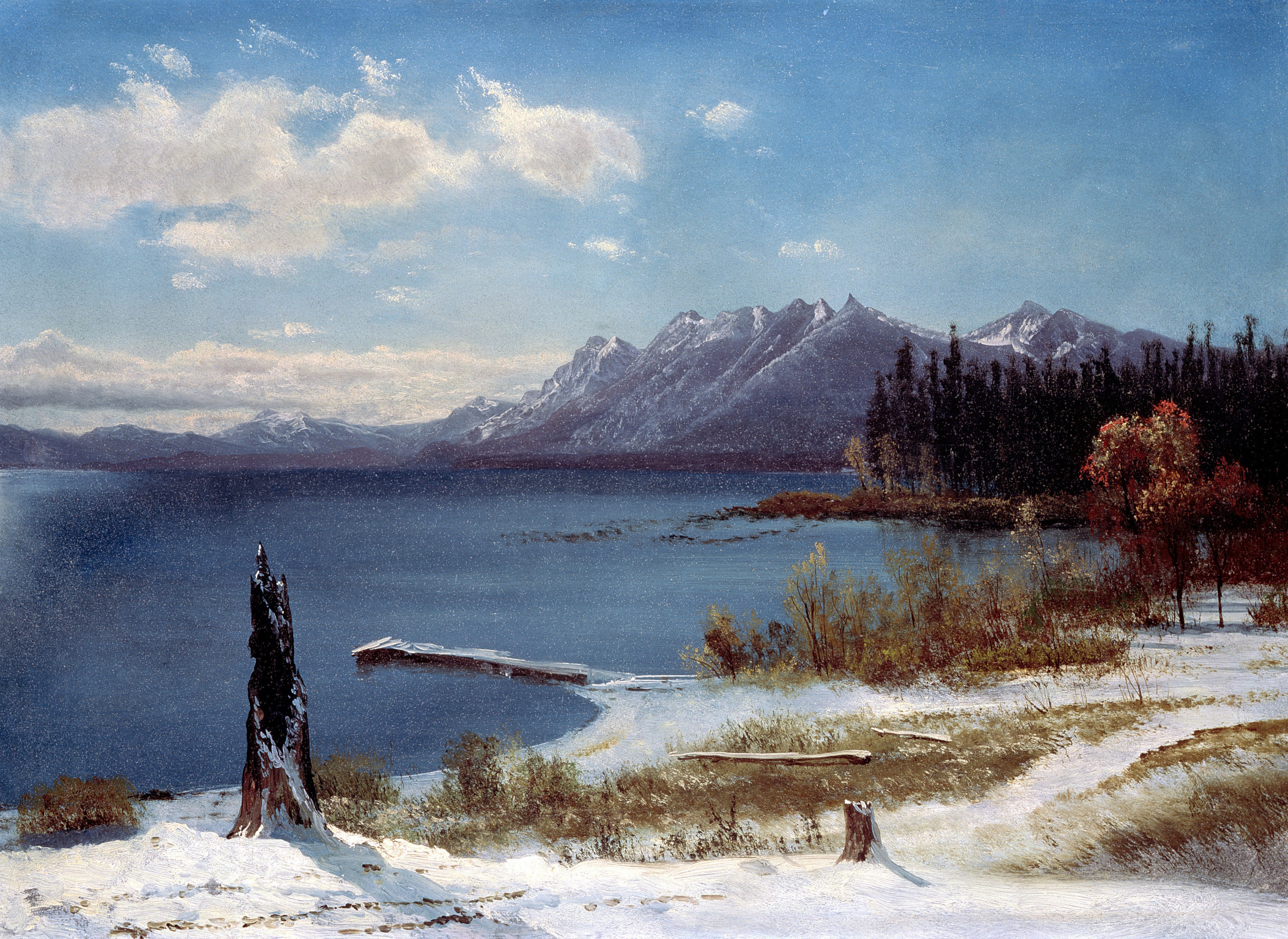 Albert Bierstadt - Lake Tahoe in winter